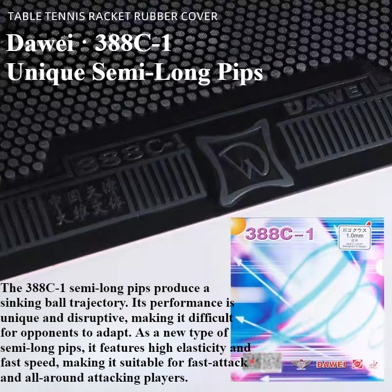 DAWEI 388C-1 Semi-Lange Pips T - Table Tennis Rubber Anti Spin recensie en prijs